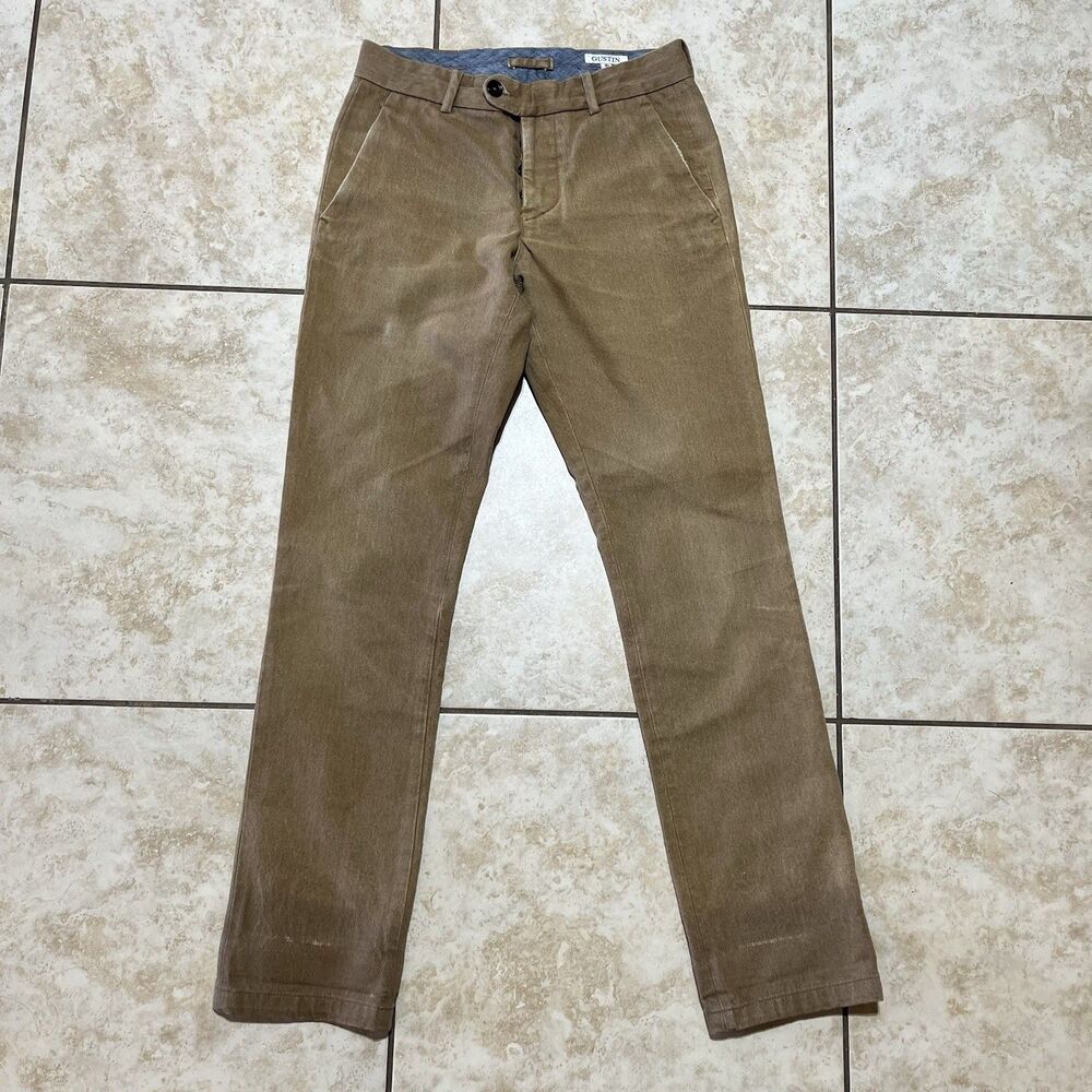 Gustin Brown Tan Slim Fit Washed Chino Pants Size 30x32 California